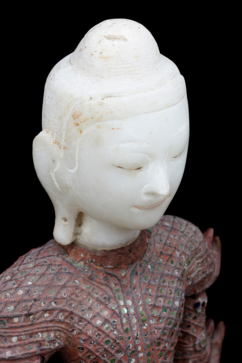 Extremely Rare 19C Alabaster Mandalay Burma Buddha #A098